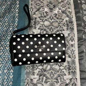 Kate Spade black and white wallet wristlet